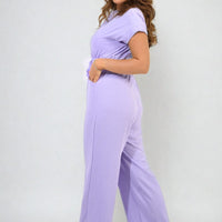 Belted V Neck Jumpsuit with Side Pockets