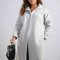 Open Front Folded Sleeve Long Coat Jacket