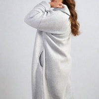 Open Front Folded Sleeve Long Coat Jacket
