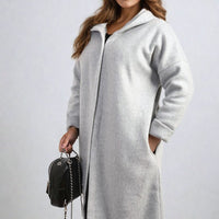 Open Front Folded Sleeve Long Coat Jacket