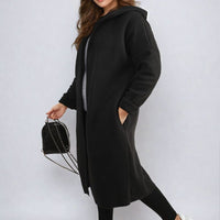 Open Front Folded Sleeve Long Coat Jacket