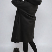 Open Front Folded Sleeve Long Coat Jacket