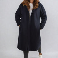 Open Front Folded Sleeve Long Coat Jacket
