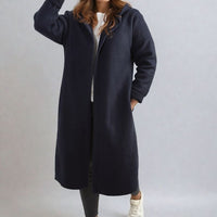 Open Front Folded Sleeve Long Coat Jacket