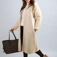 Open Front Folded Sleeve Long Coat Jacket