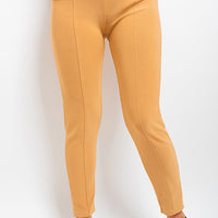 Elastic Waist Button Detail Leggings