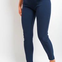 Elastic Waist Button Detail Leggings