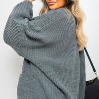 Knitted Balloon Sleeve Cardigan