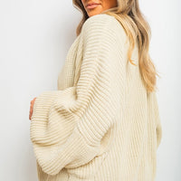 Knitted Balloon Sleeve Cardigan