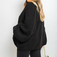 Knitted Balloon Sleeve Cardigan