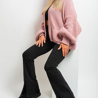 Knitted Balloon Sleeve Cardigan