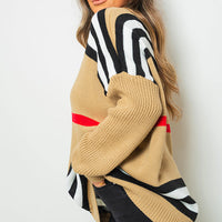 Oversized Striped Long Sleeve Knitted Jumper