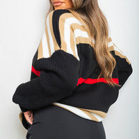 Oversized Striped Long Sleeve Knitted Jumper