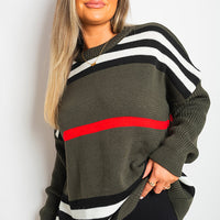 Oversized Striped Long Sleeve Knitted Jumper