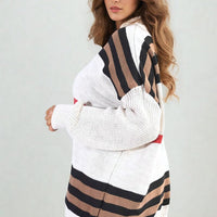 Oversized Striped Long Sleeve Knitted Jumper