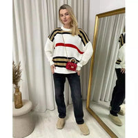Oversized Striped Long Sleeve Knitted Jumper