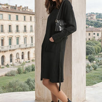 Long Belted Knitted Cardigan with Front Pockets