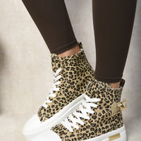 High Top Lace Up Platform Ankle Trainers with Decorative Detail