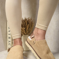 Faux Fur Slingback Closed Toe Sandals