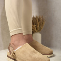 Faux Fur Slingback Closed Toe Sandals