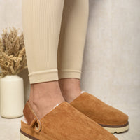 Faux Fur Slingback Closed Toe Sandals