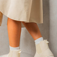 Platform Chelsea Boots in Beige with Faux Fur Lining