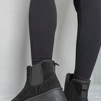 Platform Chelsea Boots in Beige with Faux Fur Lining