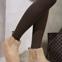Platform Chelsea Boots in Beige with Faux Fur Lining