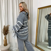 Loose Striped Knitted Top and Trouser Co-ord Set