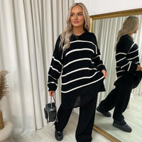 Loose Striped Knitted Top and Trouser Co-ord Set
