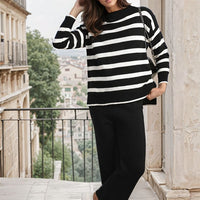 Knitted Striped Long Sleeve Top and Pants Co-ord Set