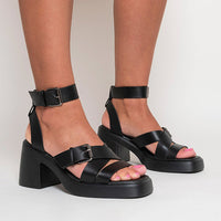 Cris Cross Ankle Strap Heeled Sandals