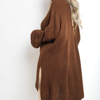 Oversized Jumper in Orange with High Neck and Side Splits