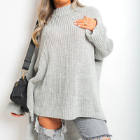 Oversized Jumper in Orange with High Neck and Side Splits