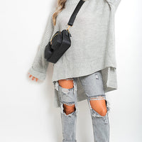 Oversized Jumper in Orange with High Neck and Side Splits