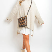 Oversized Jumper in Orange with High Neck and Side Splits