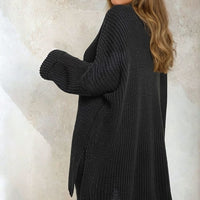 Oversized Jumper in Orange with High Neck and Side Splits