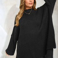 Oversized Jumper in Orange with High Neck and Side Splits