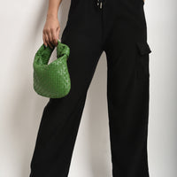 Wide Leg Drawstring Waist Flap Pocket Trouser