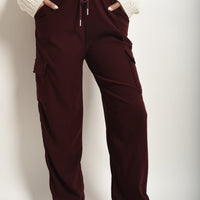 Wide Leg Drawstring Waist Flap Pocket Trouser