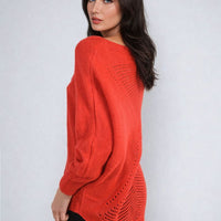 Knitted Jumper in Avocado Green with Patterned Back