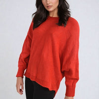 Knitted Jumper in Avocado Green with Patterned Back