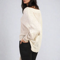 Knitted Jumper in Avocado Green with Patterned Back