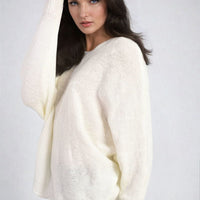 Knitted Jumper in Avocado Green with Patterned Back