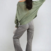 Knitted Jumper in Avocado Green with Patterned Back