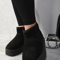 Faux Fur Lined Ankle Platform Mini Boots