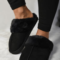 Fuzzy Faux Fur Lined Slip-On Slippers