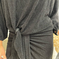 Shimmer Long Sleeve Tie Front Top