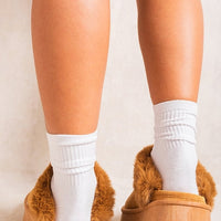 Faux Fur Trim Whisp Chunky Platform Slippers
