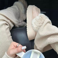Faux Fur Trim Whisp Chunky Platform Slippers